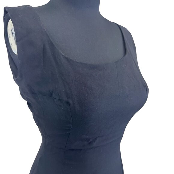 1950s Ruth Roaman Sheath Dress – Black Crepe Over Satin, Madison Ave Label - Picture 1 of 15